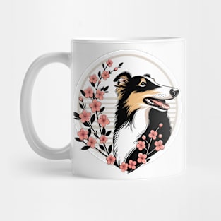 Borzoi Basks in Spring's Cherry Blossoms Splendor Mug